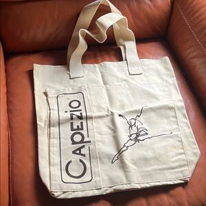 Capezio Cream Canvas Tote Bag with actual bag it came in vintage